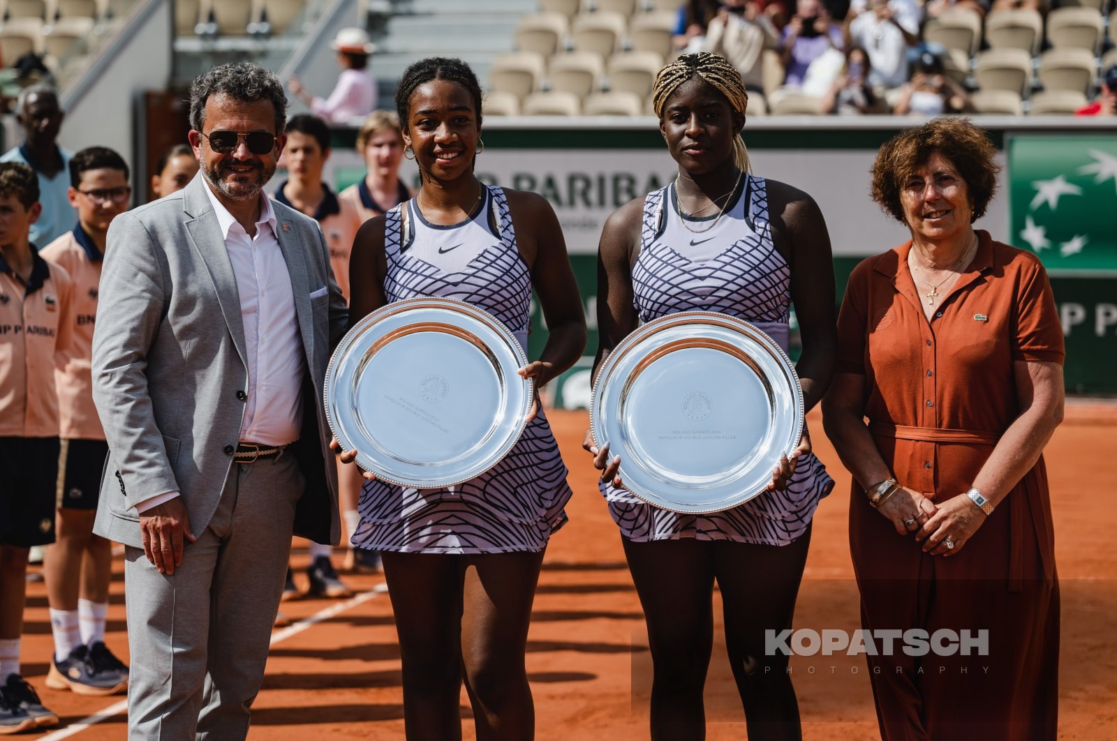 Girl’s Doubles Final Tyra Caterina Grant (USA) and Clervie Ngounoue (USA) — 2023 Roland Garros