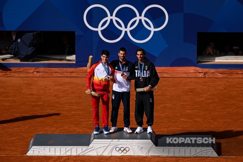 Novak Djokovic · Carlos Alcaraz · Lorenzo Musetti — 2024 Olympics Paris