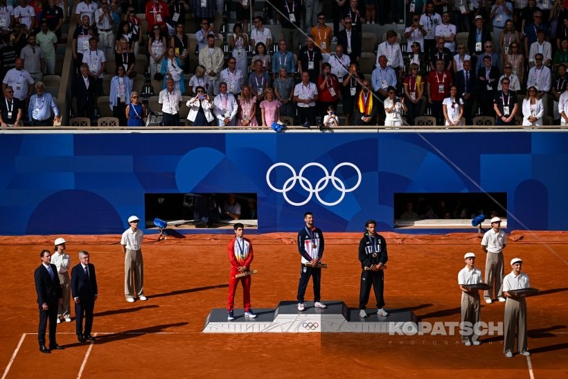 Novak Djokovic · Carlos Alcaraz · Lorenzo Musetti — 2024 Olympics Paris
