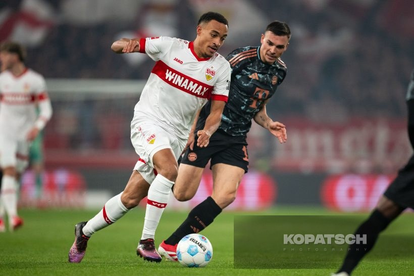 Jamie Leweling · Joao Palhinha, 2025-02-28 VfB Stuttgart vs FC Bayern Muenchen