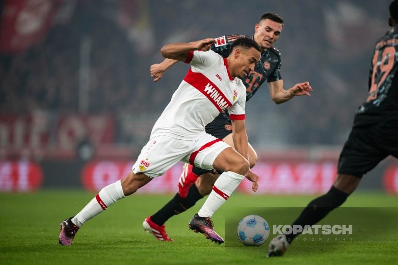 Jamie Leweling · Joao Palhinha, 2025-02-28 VfB Stuttgart vs FC Bayern Muenchen