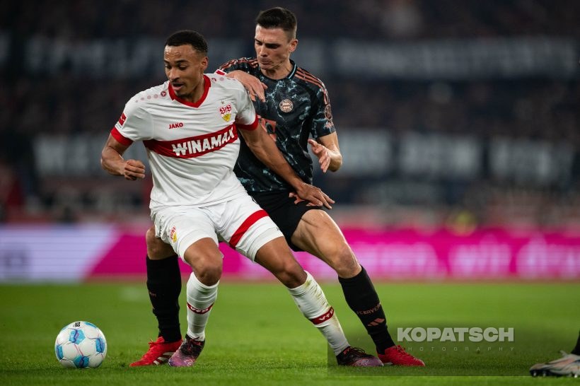 Josha Vagnoman · Joao Palhinha, 2025-02-28 VfB Stuttgart vs FC Bayern Muenchen
