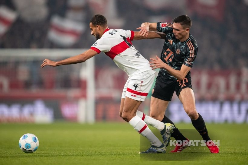 Josha Vagnoman · Joao Palhinha, 2025-02-28 VfB Stuttgart vs FC Bayern Muenchen