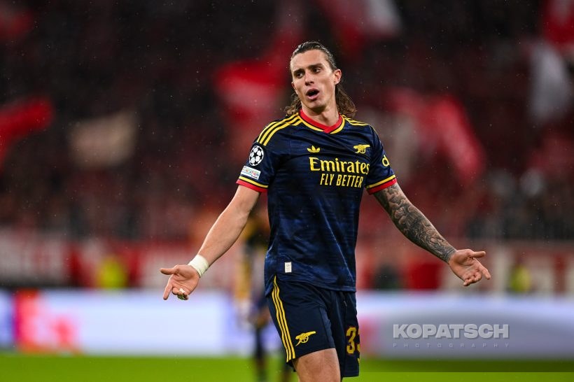 Riccardo Calafiori of Arsenal FC, 2026-10-21 FC Bayern Muenchen vs Arsenal FC