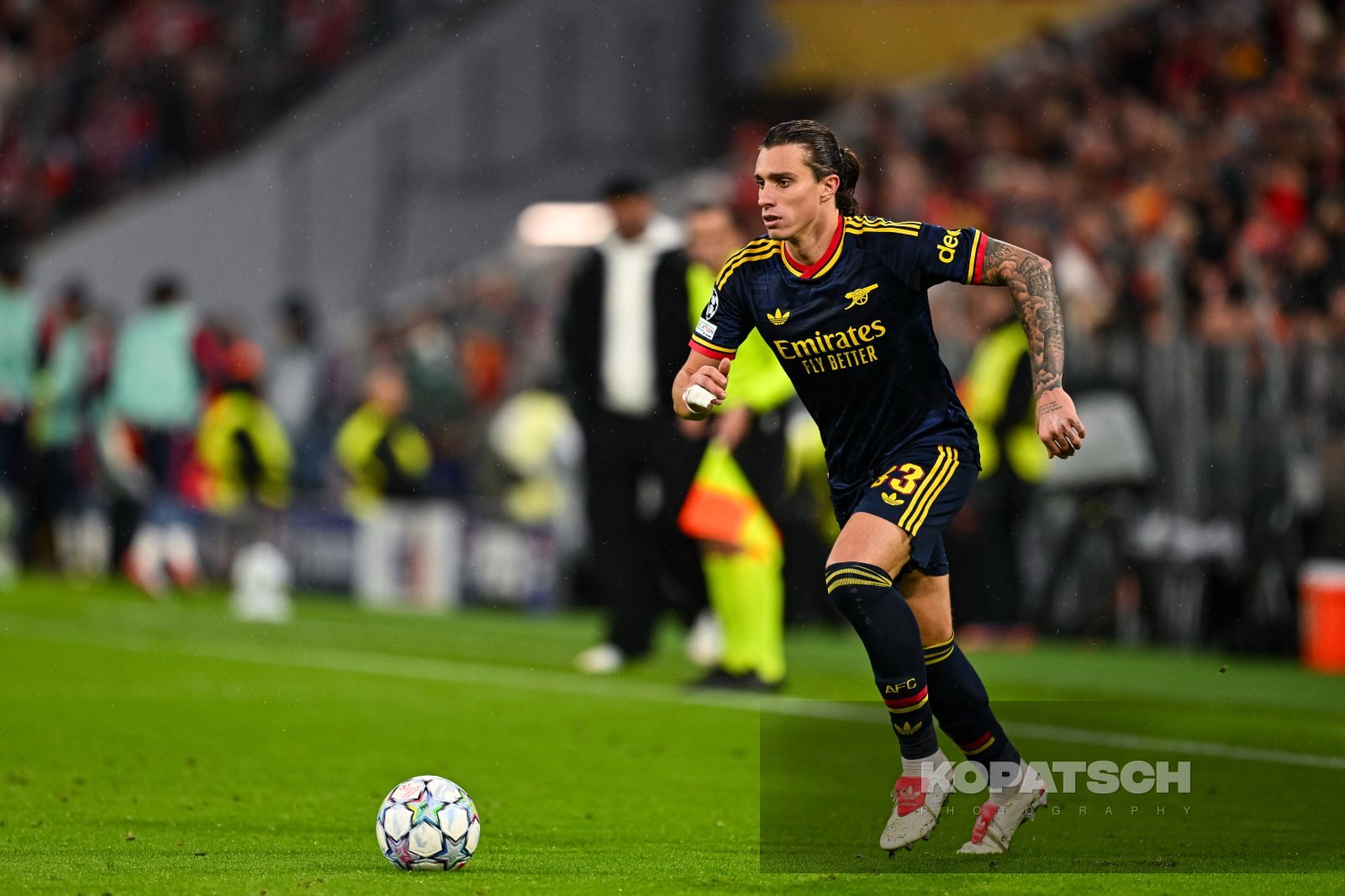 Riccardo Calafiori of Arsenal FC, 2026-10-21 FC Bayern Muenchen vs Arsenal FC