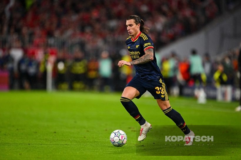 Riccardo Calafiori of Arsenal FC, 2026-10-21 FC Bayern Muenchen vs Arsenal FC