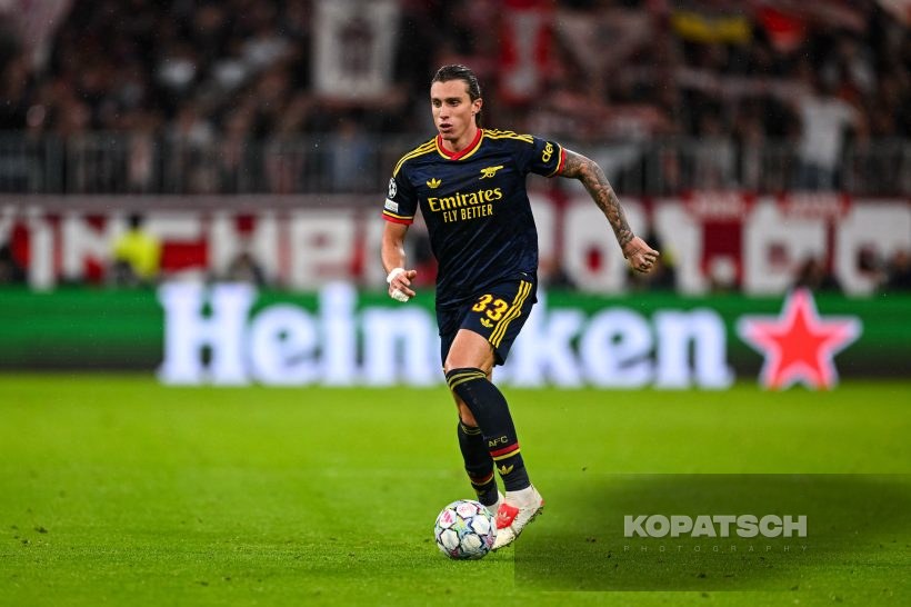Riccardo Calafiori of Arsenal FC, 2026-10-21 FC Bayern Muenchen vs Arsenal FC