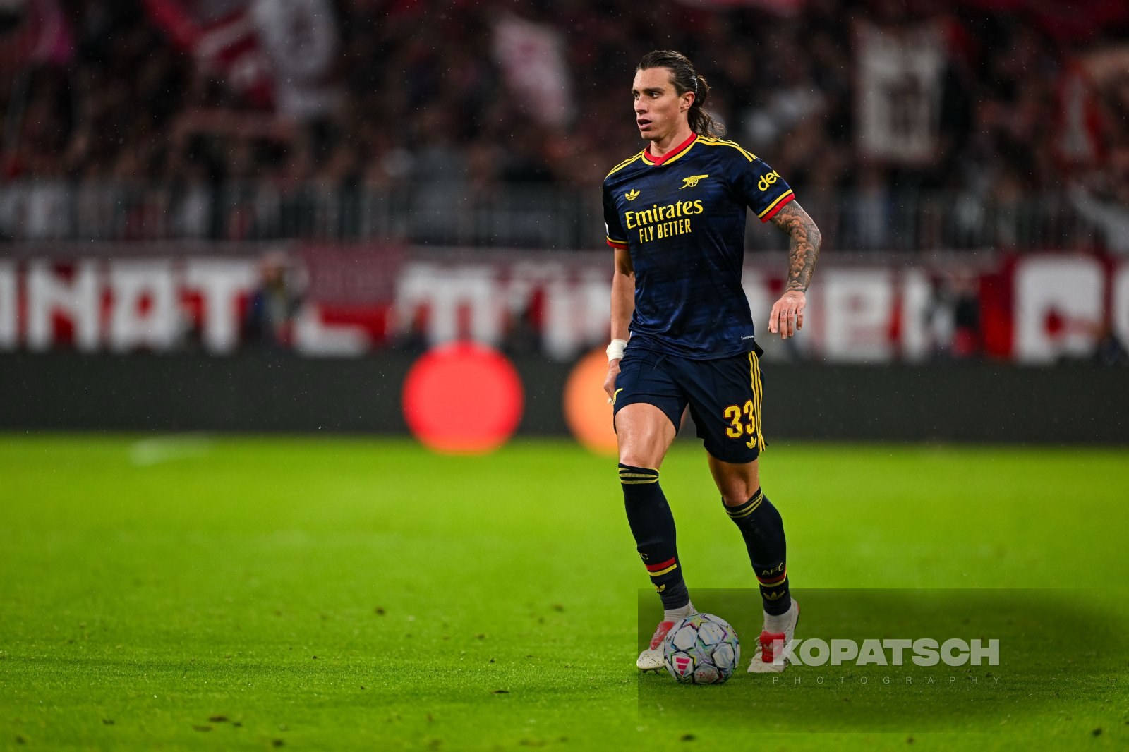 Riccardo Calafiori of Arsenal FC, 2026-10-21 FC Bayern Muenchen vs Arsenal FC