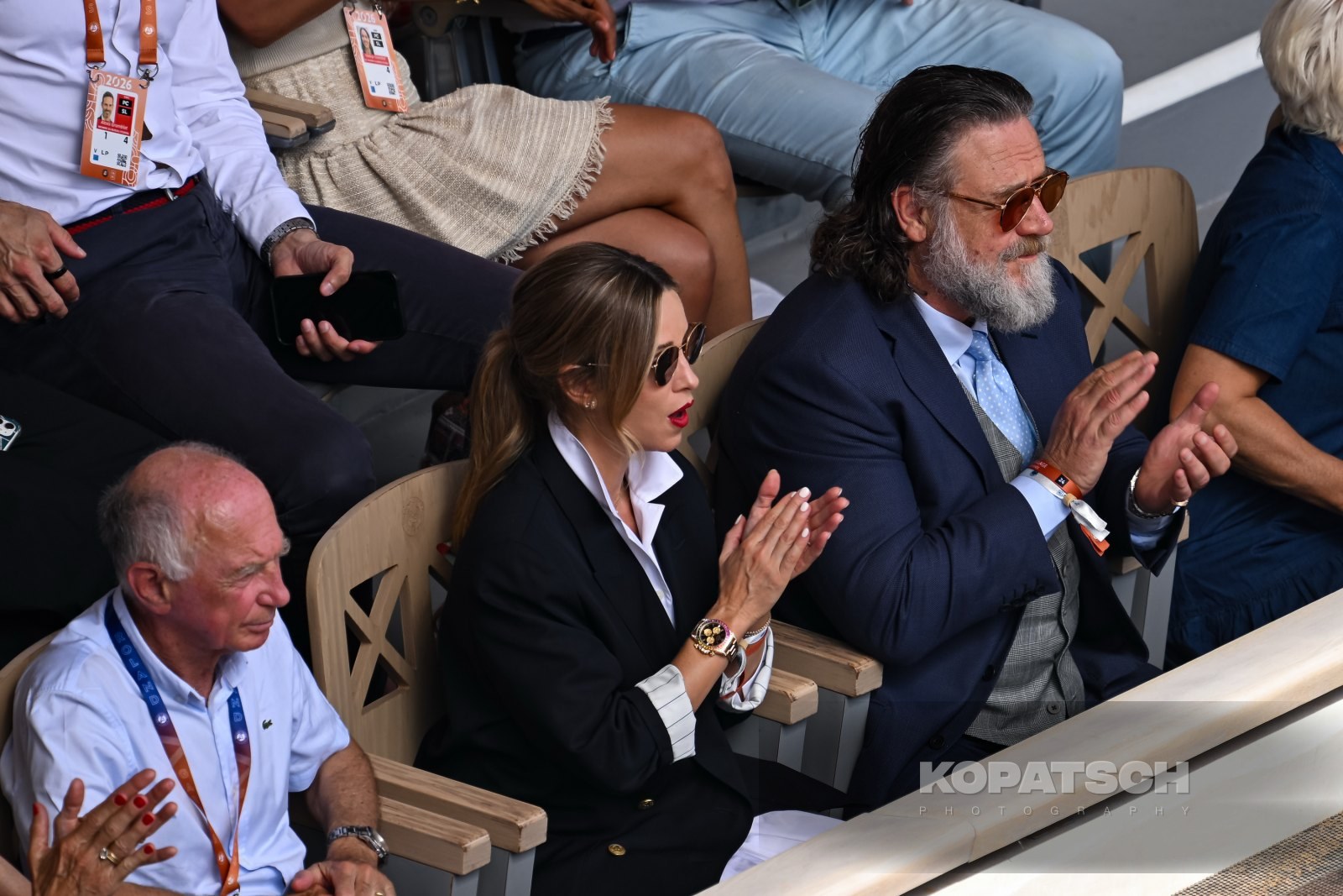 Britney Theriot and Russell Crowe — 2026 Roland Garros