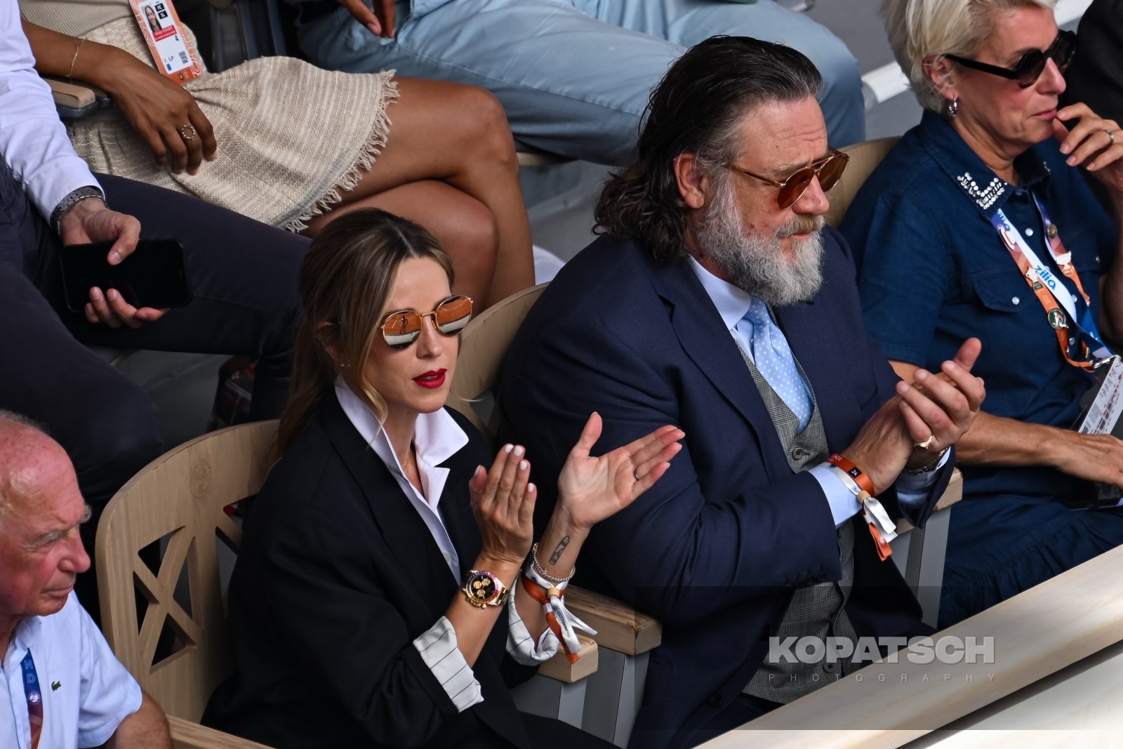 Britney Theriot and Russell Crowe — 2026 Roland Garros