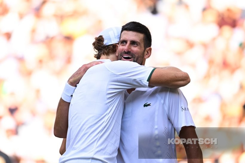 Jannik Sinner of Italy and Novak Djokovic of Serbia — 2026 Wimbledon