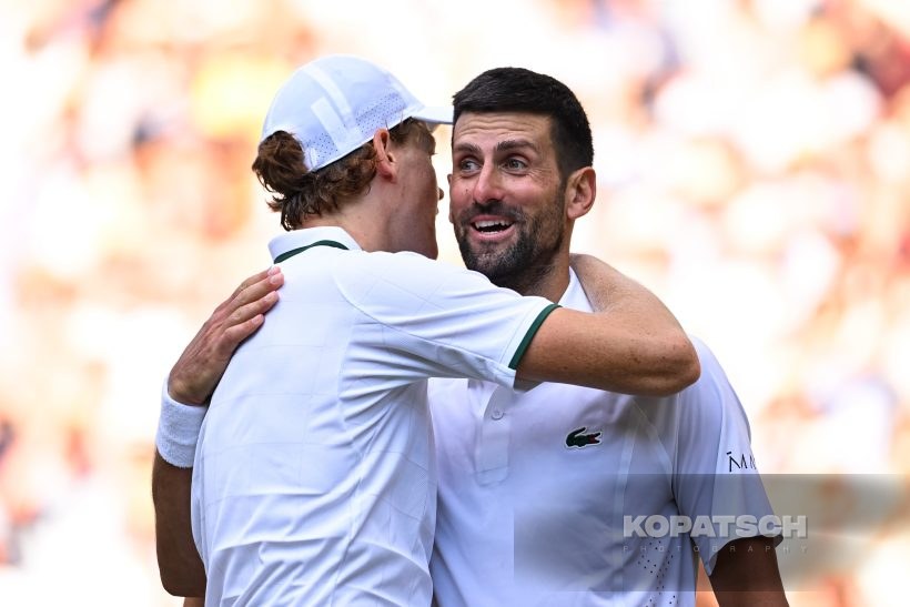 Jannik Sinner of Italy and Novak Djokovic of Serbia — 2026 Wimbledon