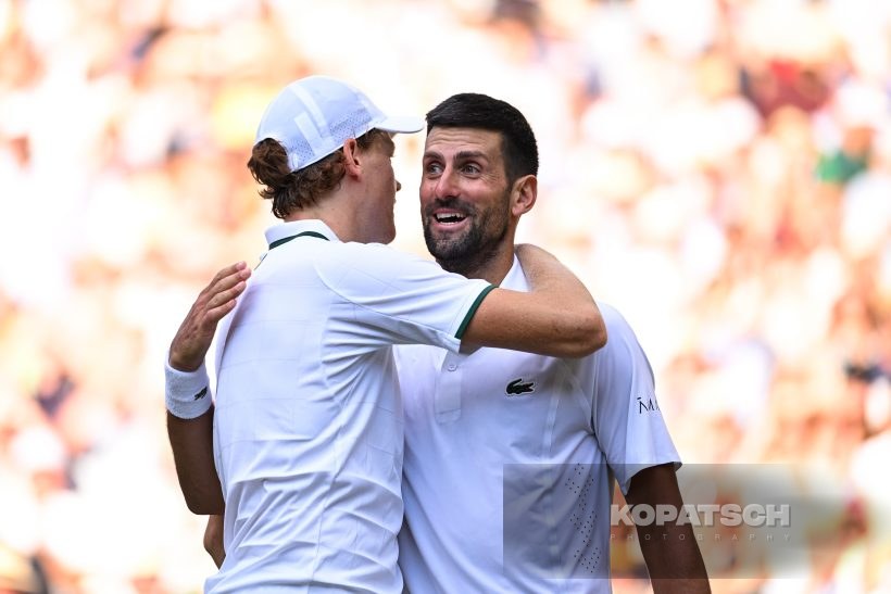 Jannik Sinner of Italy and Novak Djokovic of Serbia — 2026 Wimbledon