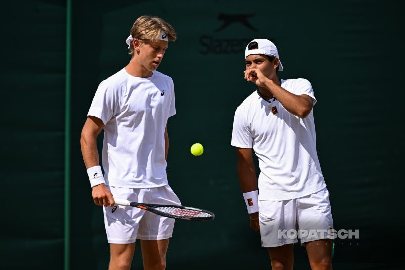 Ziga Sesko of Slovenia and Luis Guto Miguel of Brazil — 2026 Wimbledon