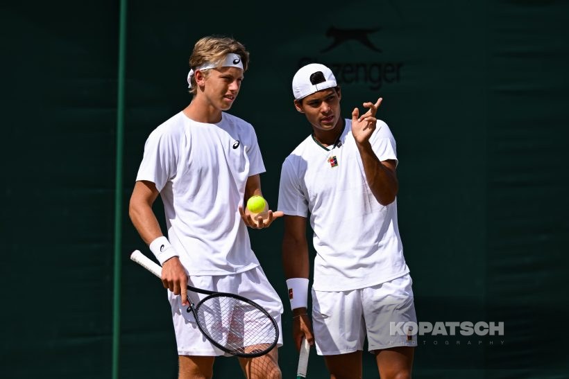 Ziga Sesko of Slovenia and Luis Guto Miguel of Brazil — 2026 Wimbledon