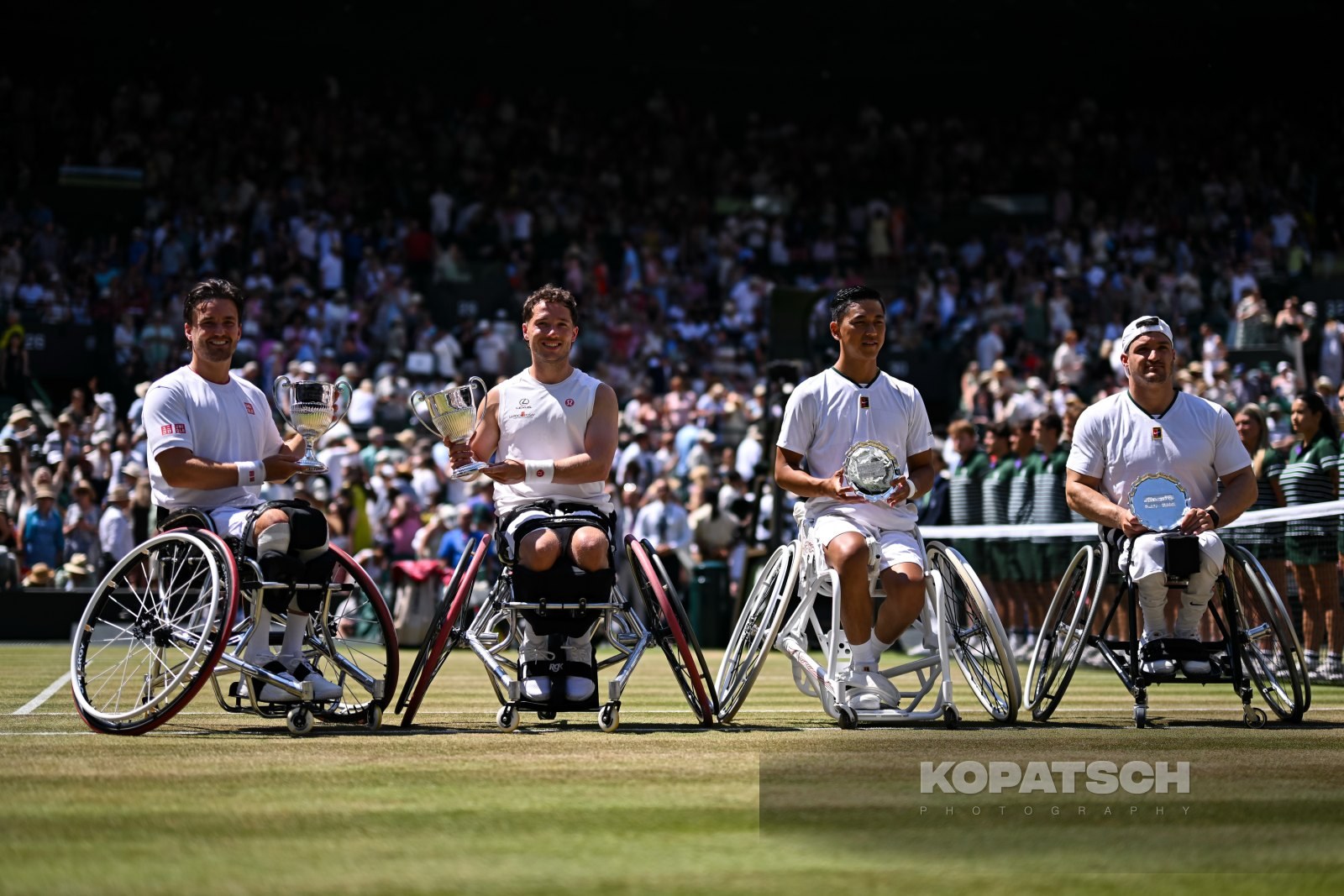 Gordon Reid of Great Britain, Alfie Hewett of Great Britain, Tokito Oda of Japan and Gustavo Fernandez of Argentina — 2026 Wimbledon