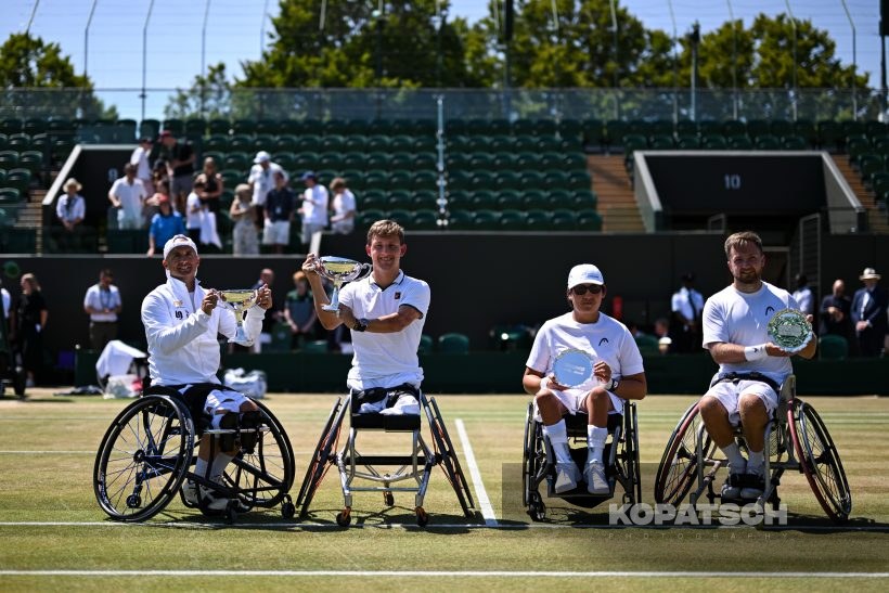 Guy Sasson of Israel, Niels Vink of the Netherlands, Jin Woodman of Australia and Sam Schroder of the Netherlands — 2026 Wimbledon